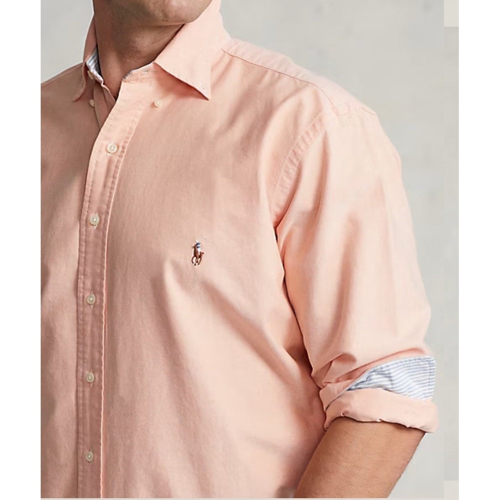 Polo Ralph Lauren Classic Fit Oxford Shirt Men 4XLT Tall Orange OCBD Flesh Pony